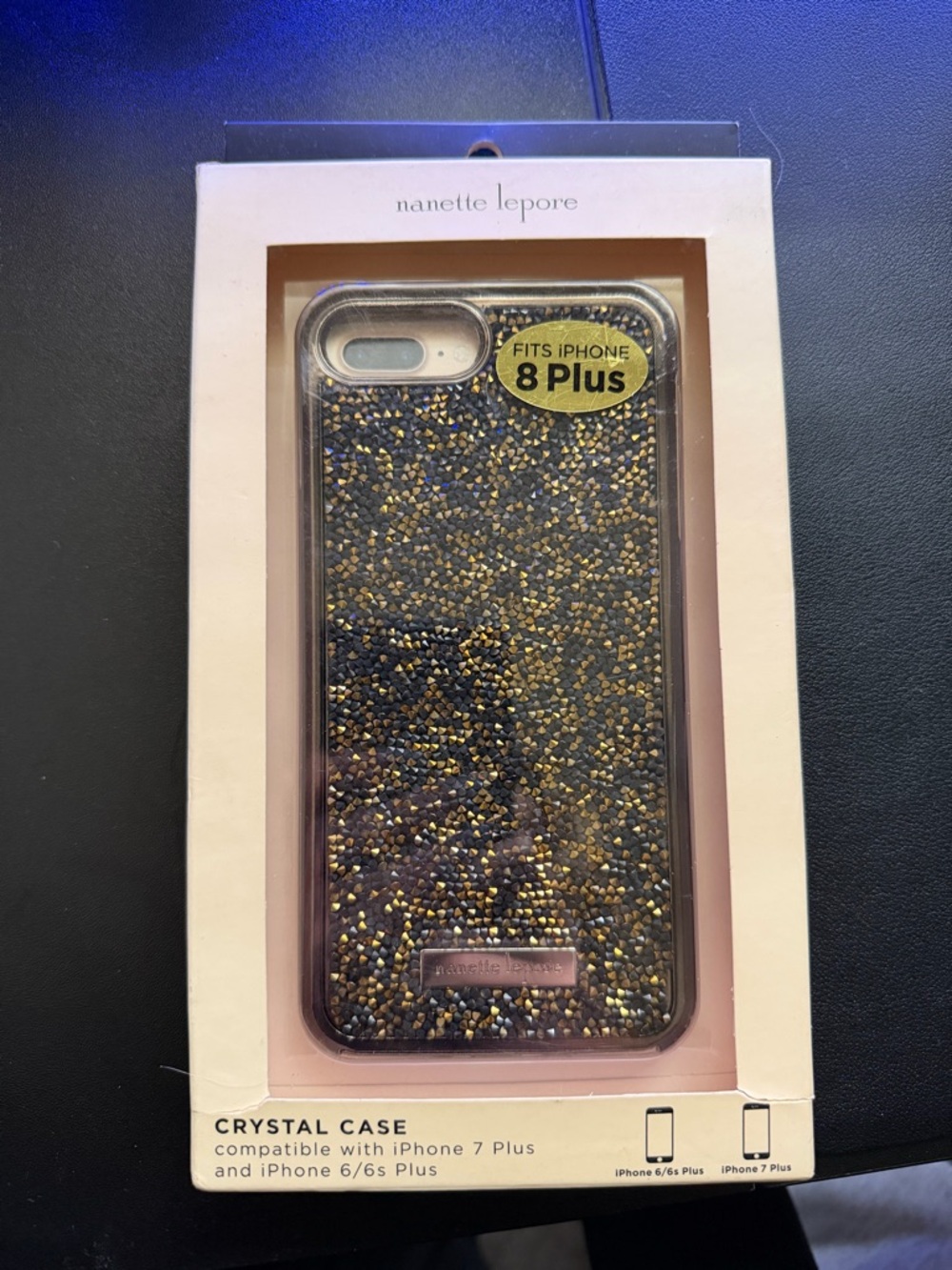 Nanette Lepore Black and Gold Crystal iPhone 8 Plus Case